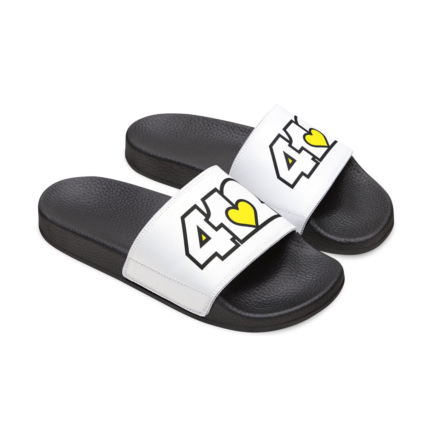 412 Men's Slides - Yellow Heart, White Logo