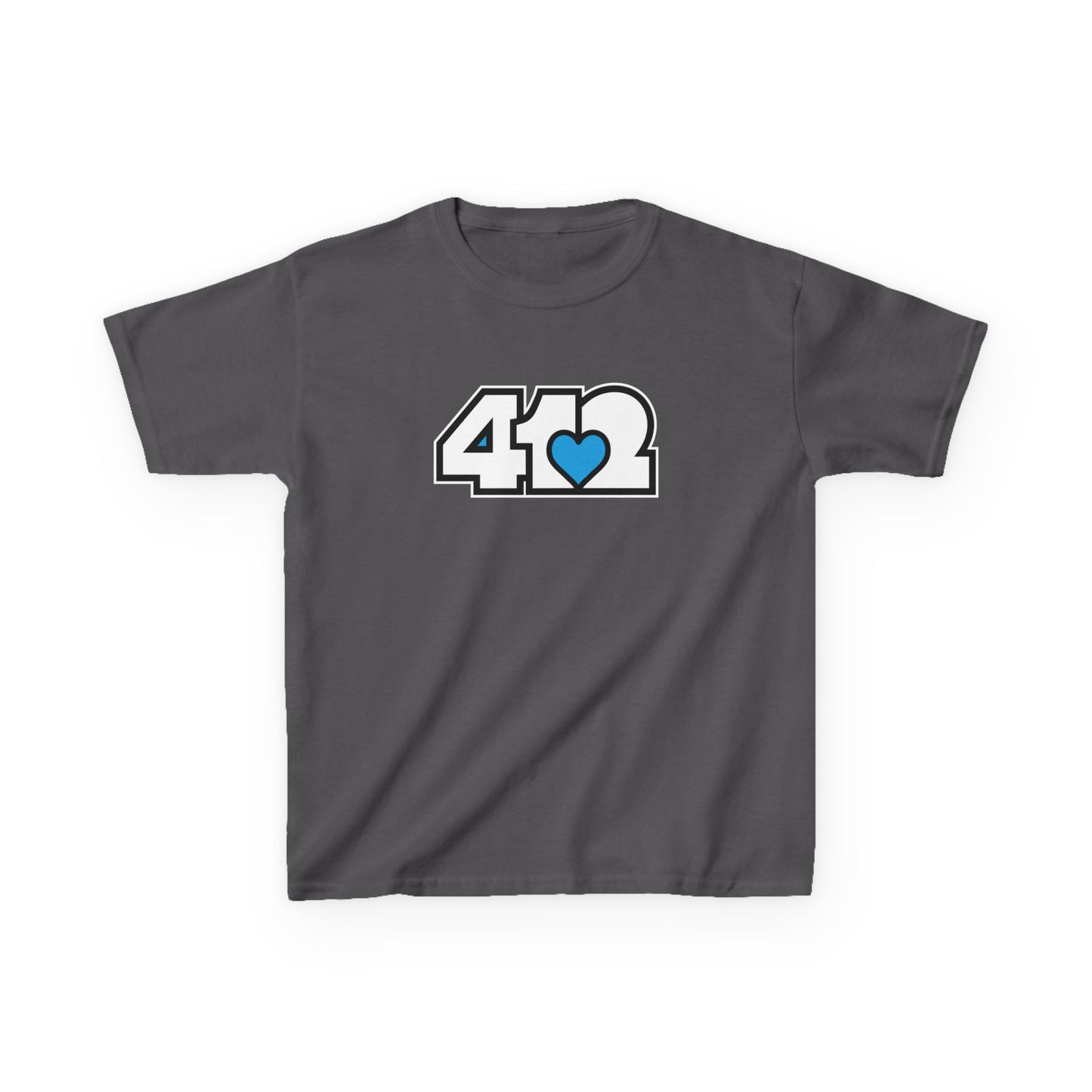 412 Kids Cotton Tee - Blue Heart, White Logo