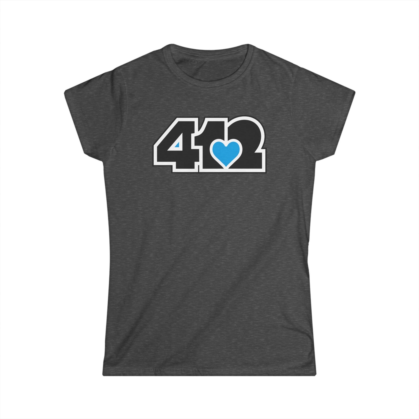 412 Women's Softstyle Tee - Blue Heart, Black Logo