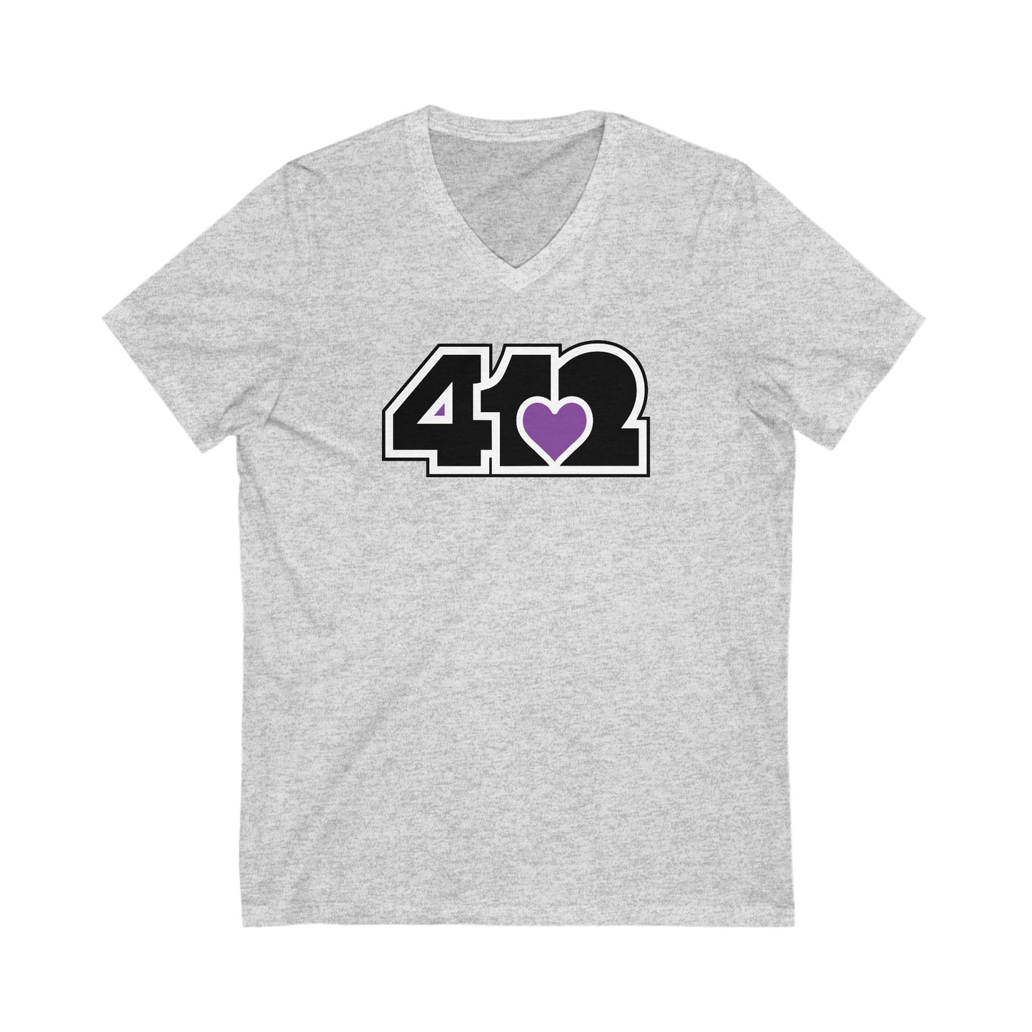 412 Women's V-Neck - Purple Heart, Black Logo