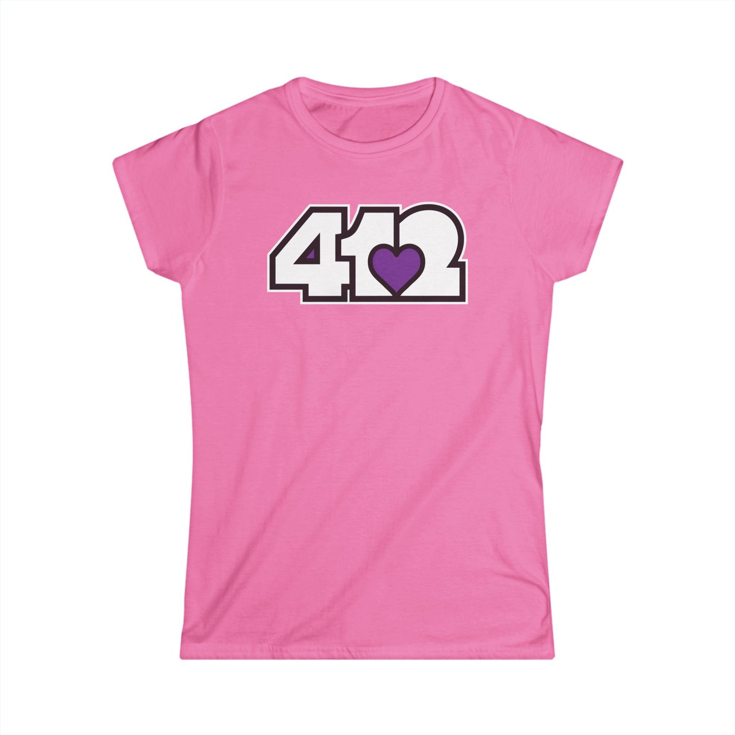 412 Women's Softstyle Tee - Purple Heart, White Logo