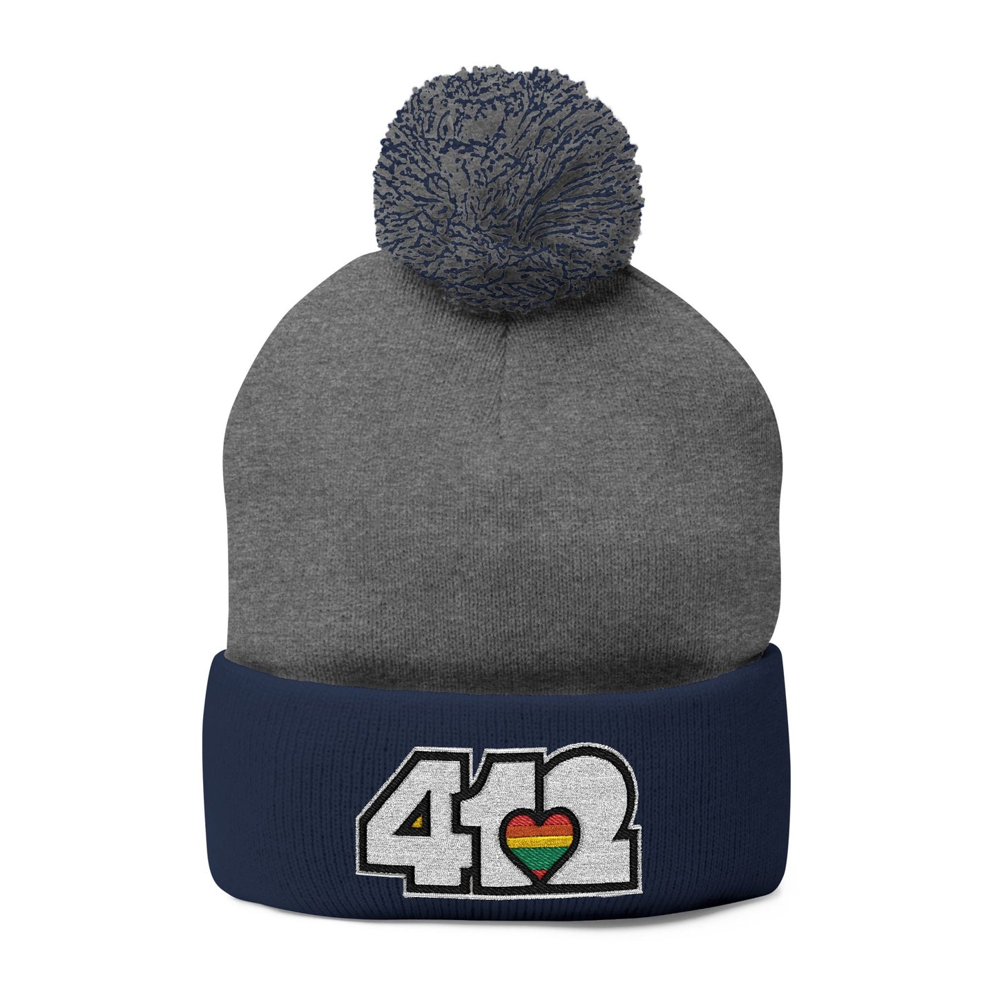 412 Bobble Crown - Embroidered Rainbow Heart, White Logo