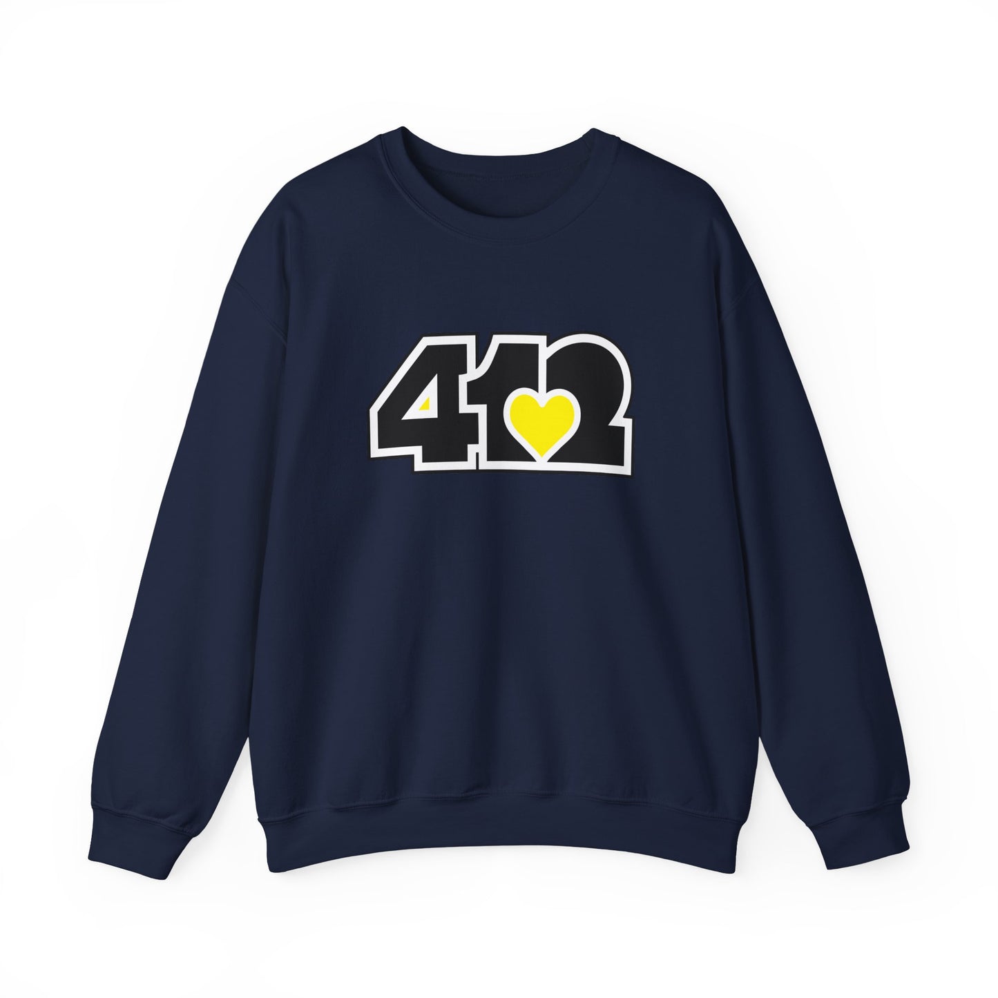 412 Crew Neck Sweatshirt - Yellow Heart, Black Logo