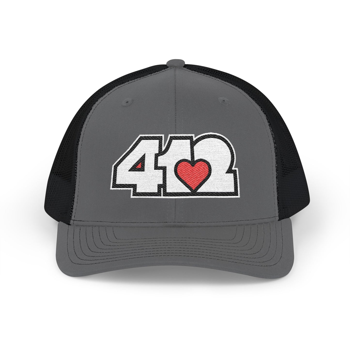 412 Snapback Crown – Embroidered Red Heart, White Logo