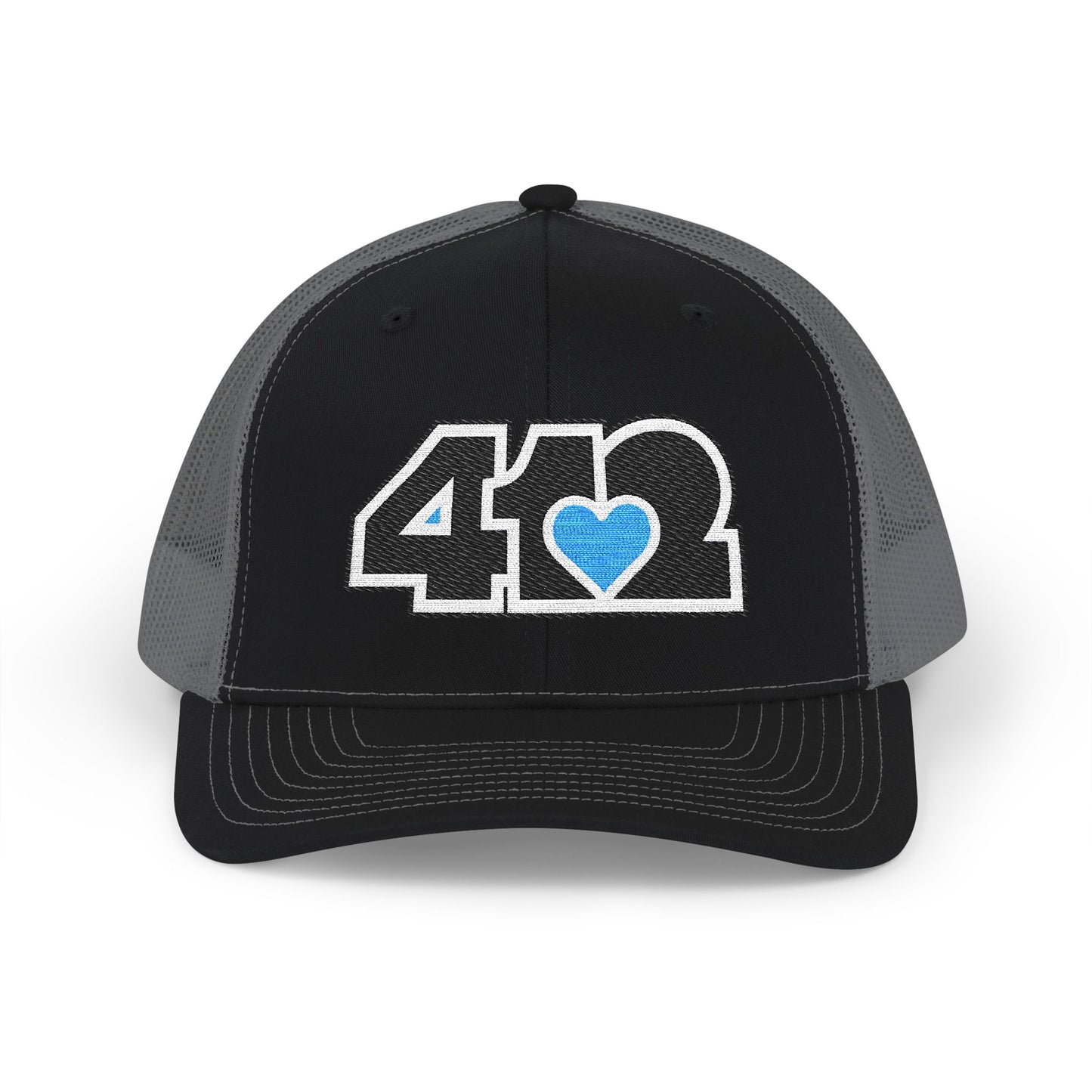 412 Snapback Crown – Embroidered Blue Heart Heart, Black Logo