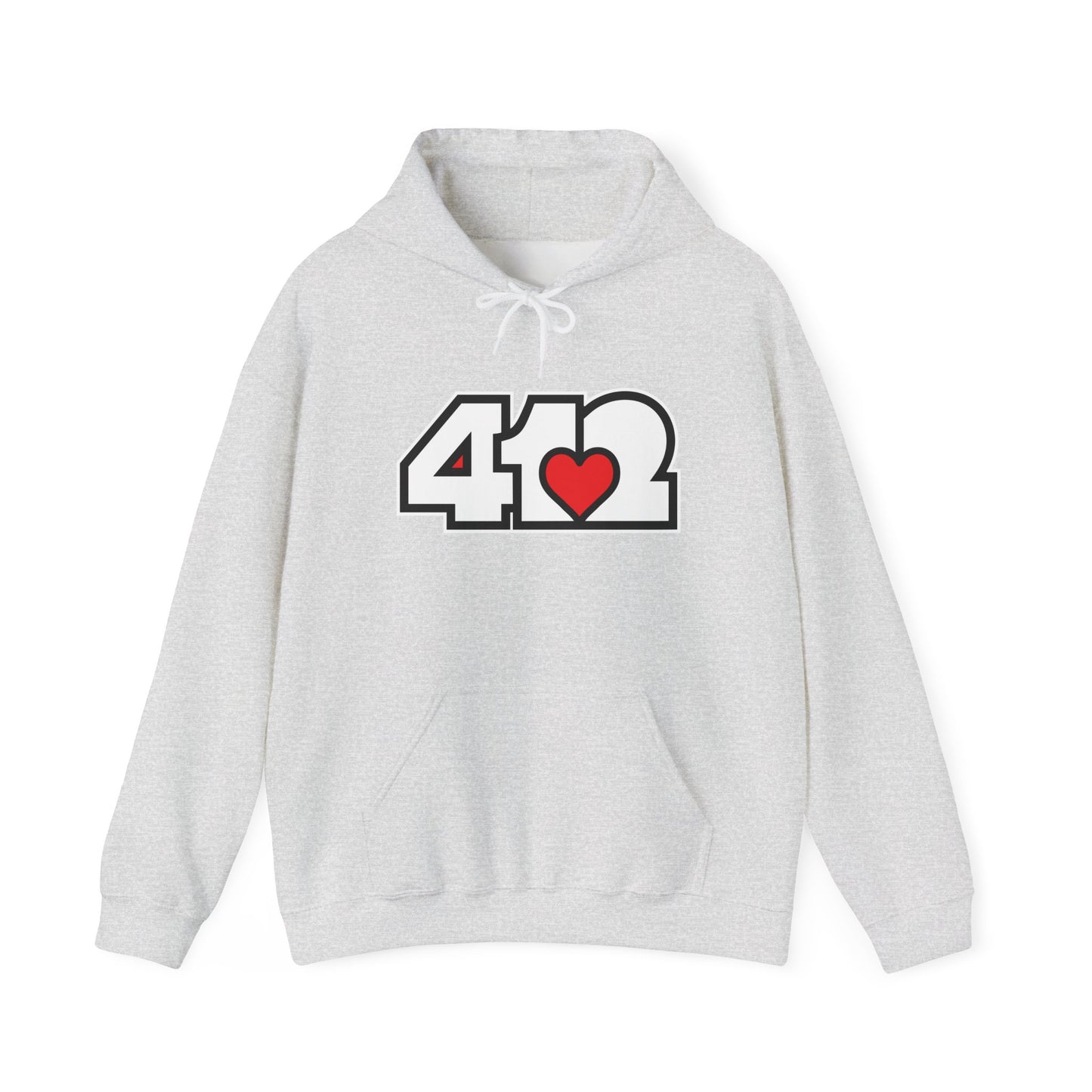 412 Classic Fit Adult Hoodie - Red Heart, White Logo