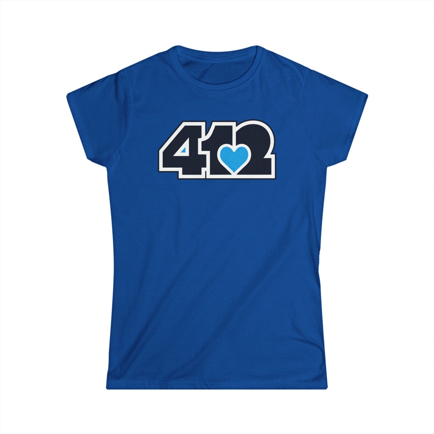 412 Women's Softstyle Tee - Blue Heart, Black Logo