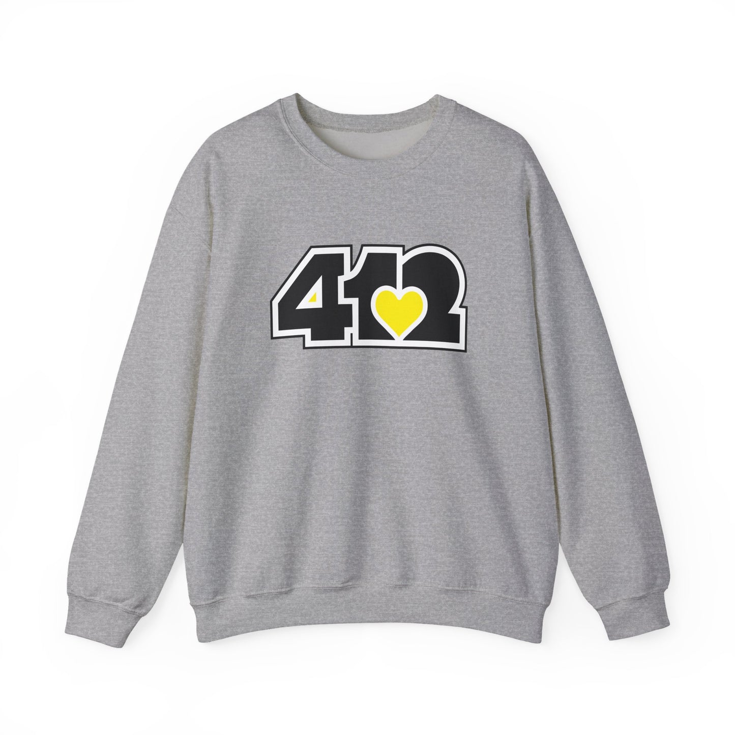 412 Crew Neck Sweatshirt - Yellow Heart, Black Logo