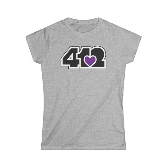 412 Women's Softstyle Tee - Purple Heart, Black Logo
