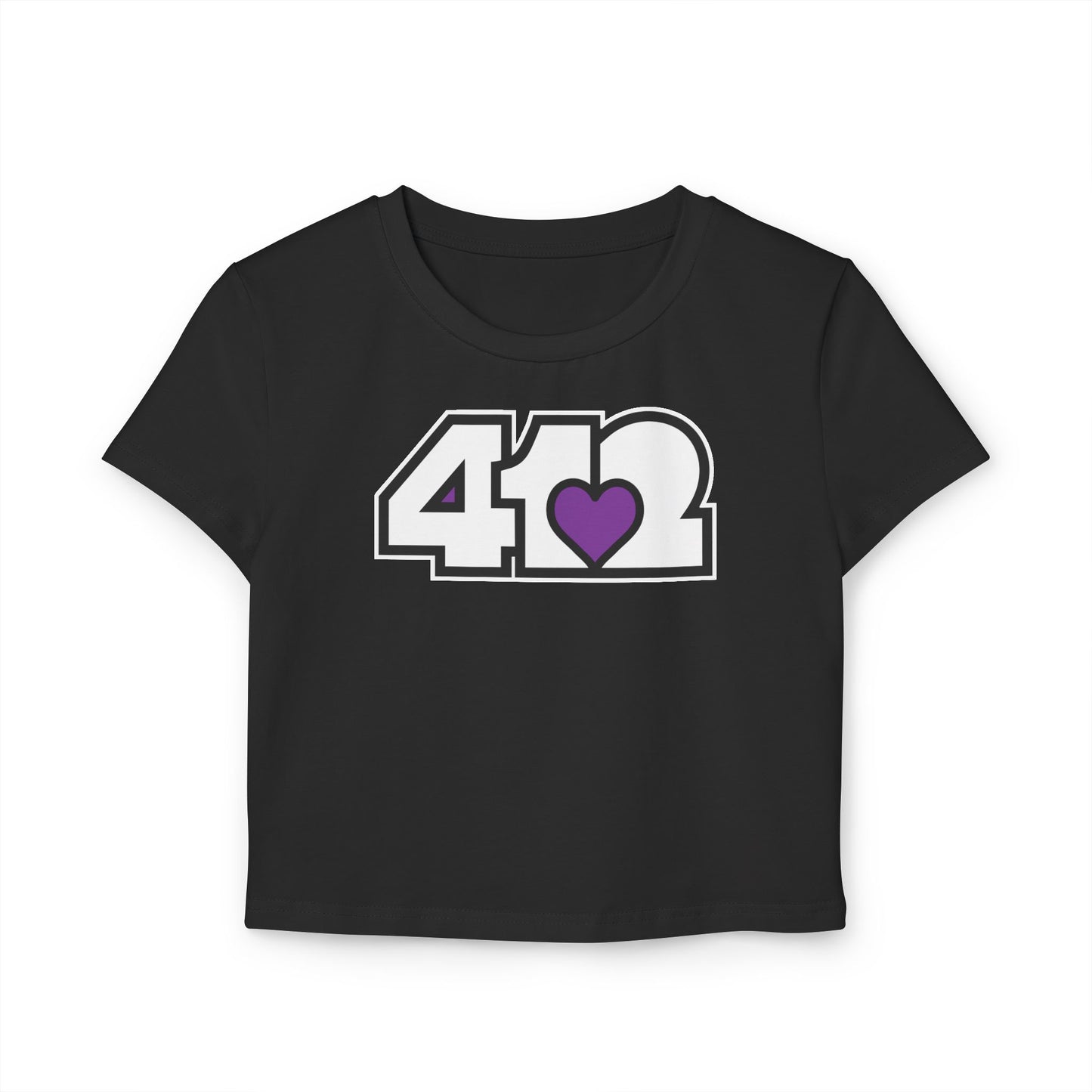 412 Women's Crop Top – Purple Heart, White Logo