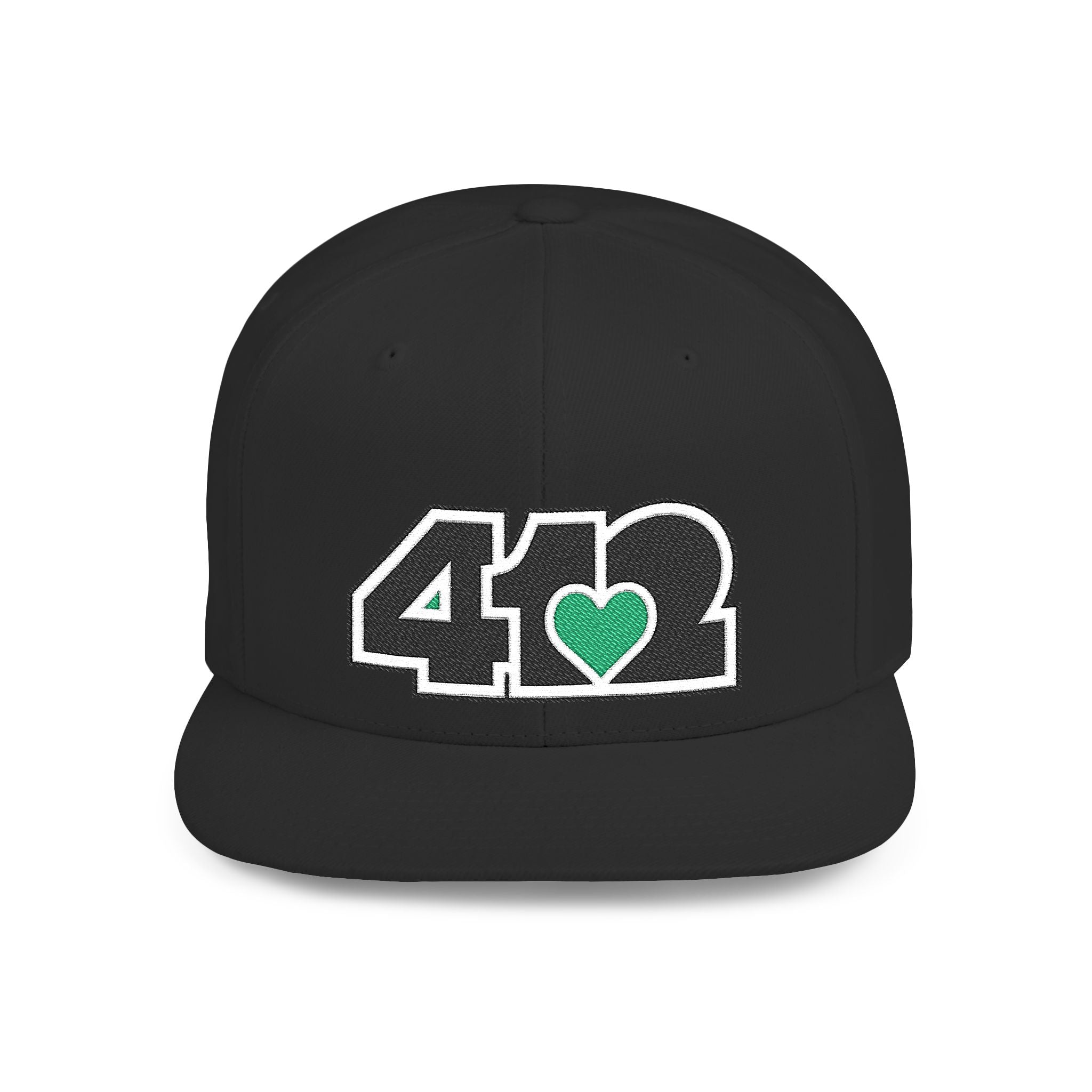 Pittsburgh 412 Black & Green Embroidered Flat Bill Snapback Hat
