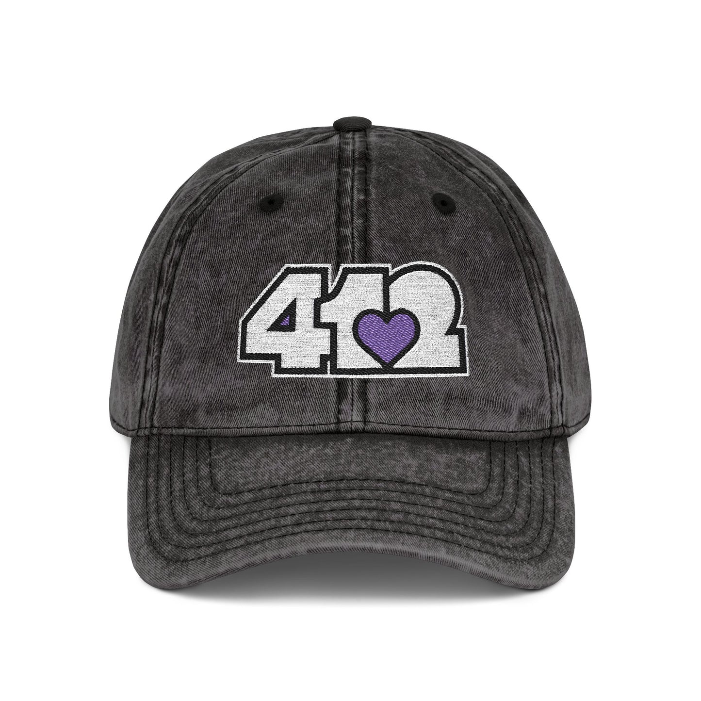 412 Vintage Crown – Embroidered Purple Heart, White Logo