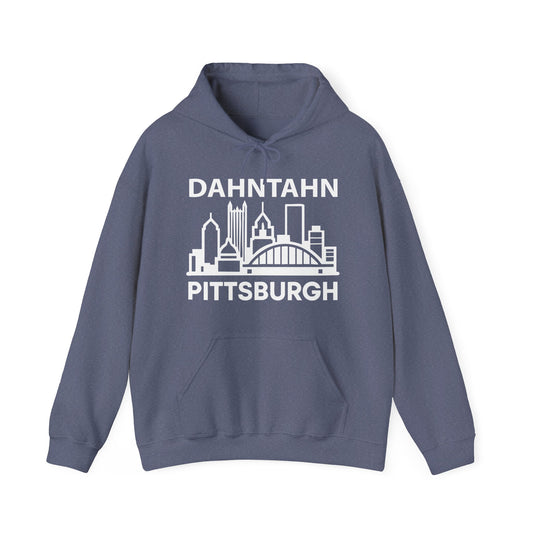 Dahntahn Pittsburgh Adult Hoodie - White Logo