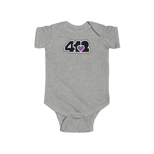 412 Infant Bodysuit - Purple Heart, Black Logo