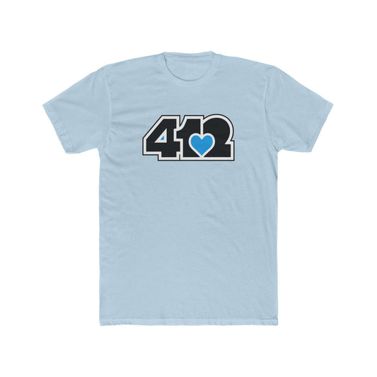 412 Contoured Fit Tee - Blue Heart, Black Logo