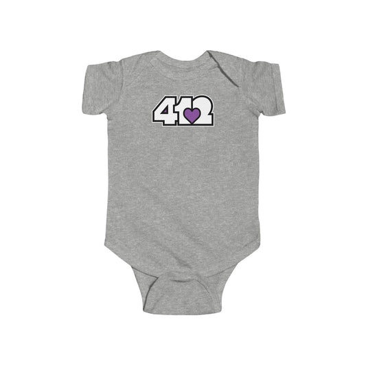 412 Infant Bodysuit - Purple Heart, White Logo