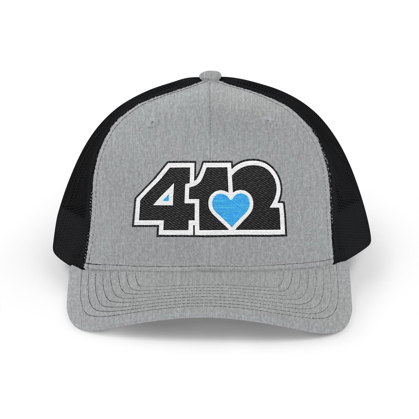 412 Snapback Crown – Embroidered Blue Heart Heart, Black Logo