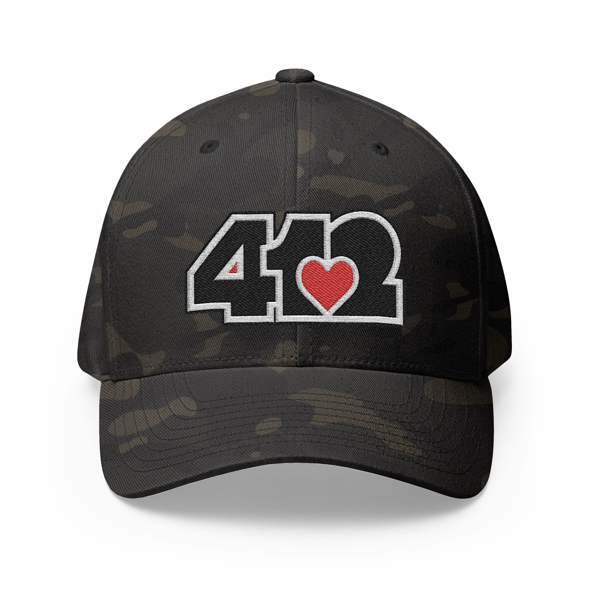 Pittsburgh 412 Black Red Embroidered Stretch Fit Hat