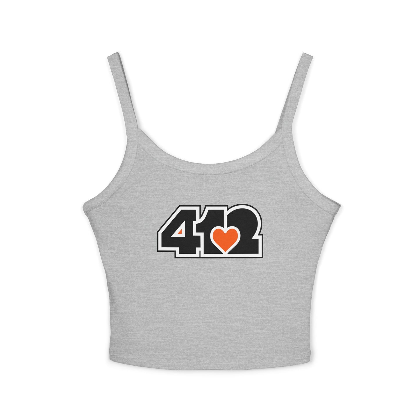 412 Women’s Camisole – Orange Heart, Black Logo