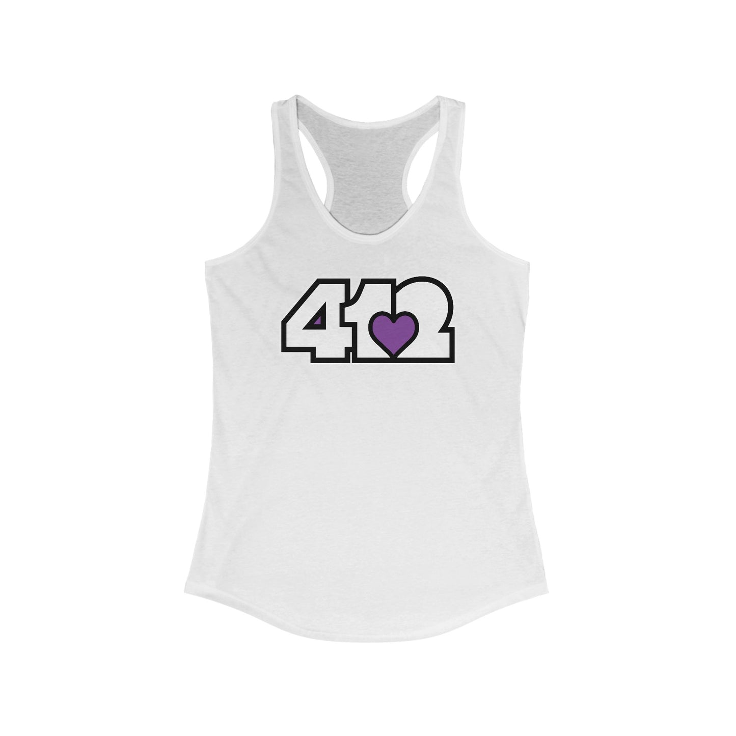 412 Women's Racerback Tank Top - Purple Heart, White Logo