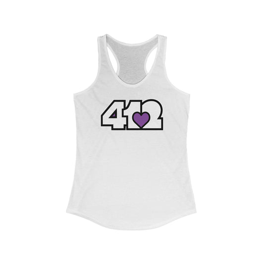 412 Women's Racerback Tank Top - Purple Heart, White Logo