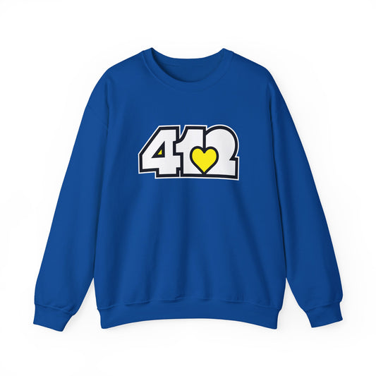 412 Crew Neck Sweatshirt  - Yellow Heart, White Logo