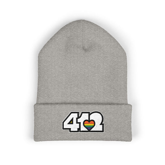 Rainbow Heart Embroidered Beanie Hat