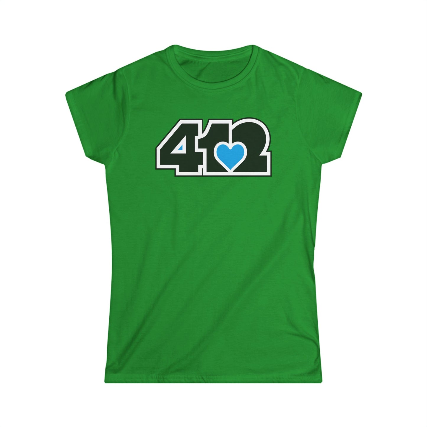 412 Women's Softstyle Tee - Blue Heart, Black Logo