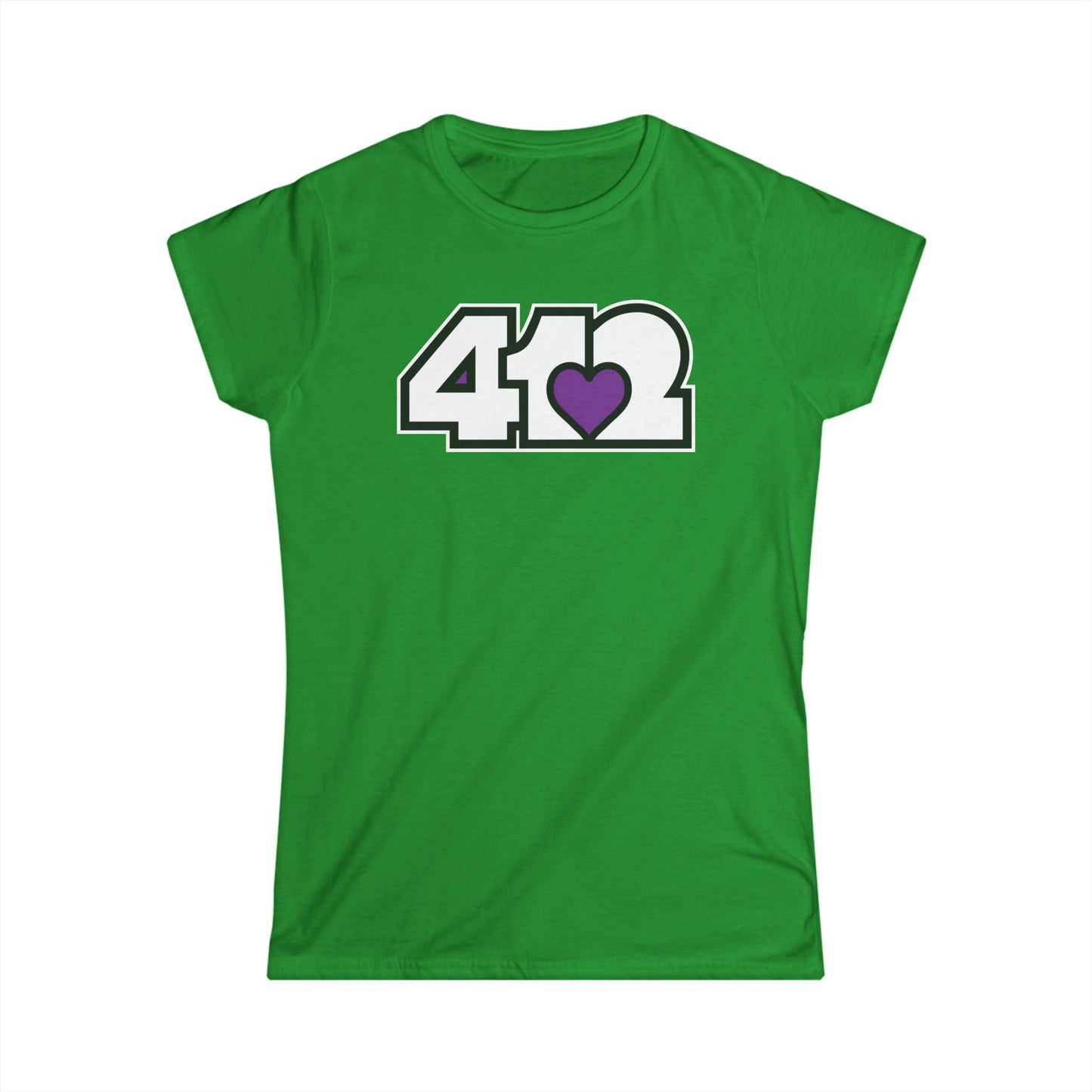 412 Women's Softstyle Tee - Purple Heart, White Logo
