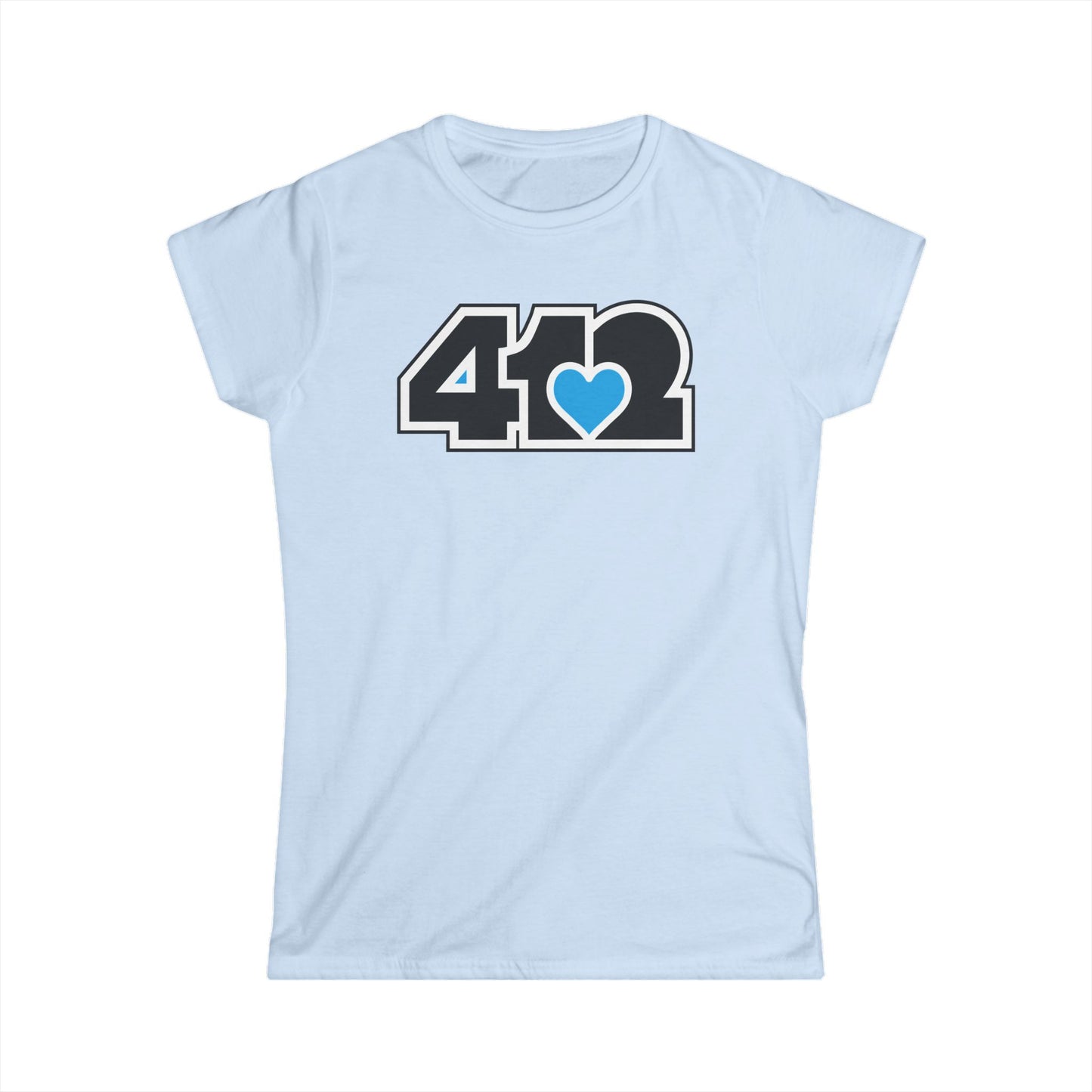 412 Women's Softstyle Tee - Blue Heart, Black Logo