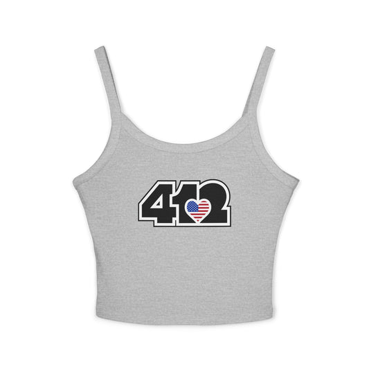 412 Women’s Camisole – Stars & Stripes Heart, Black Logo