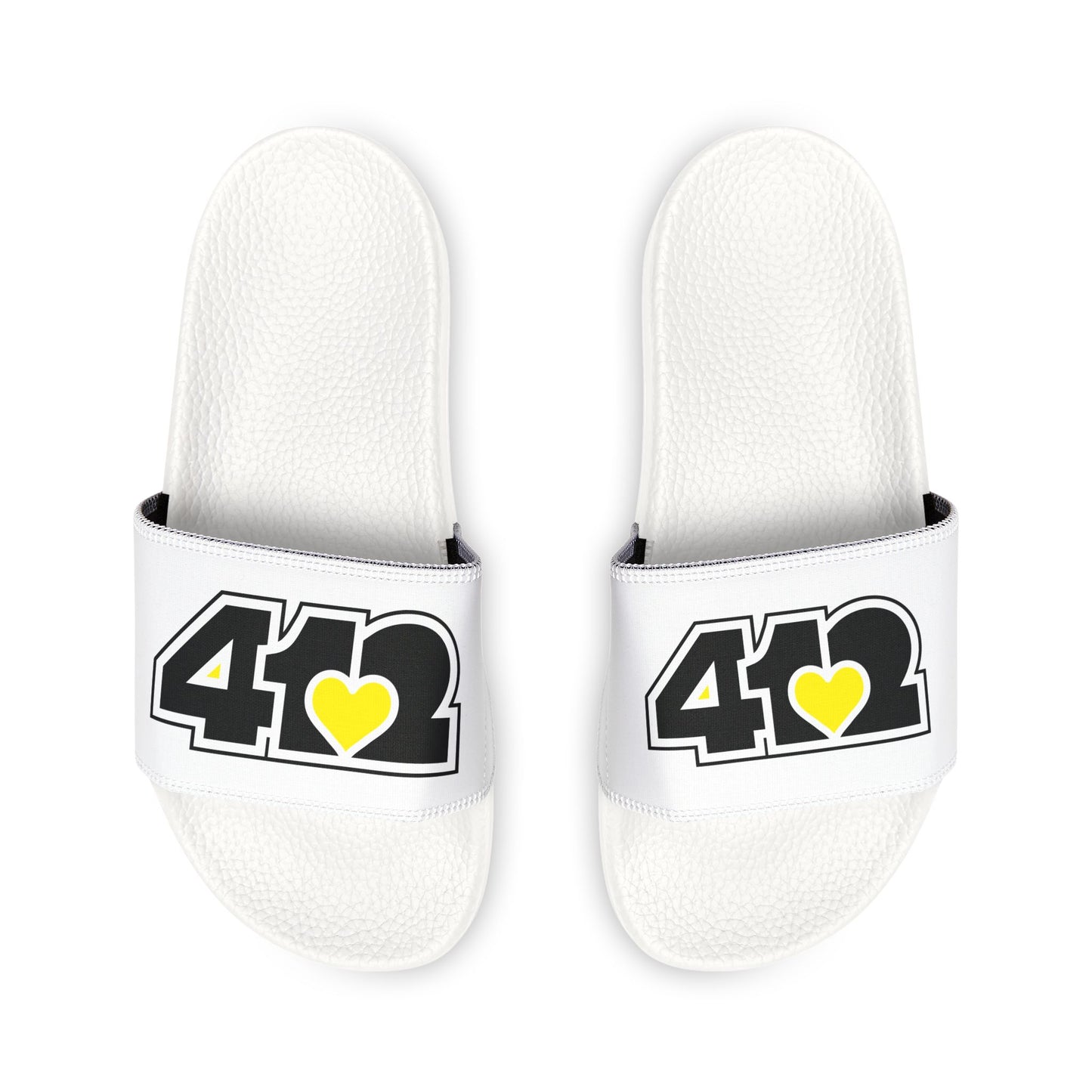 412 Men's Slides - Black Logo, Yellow Heart