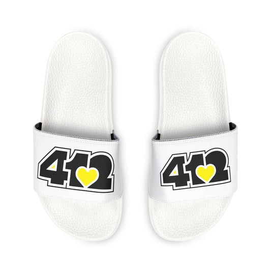 412 Men's Slides - Black Logo, Yellow Heart