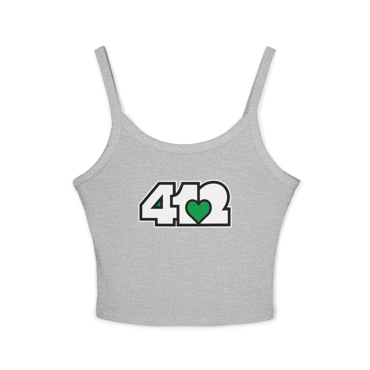 412 Women’s Camisole – Green Heart, White Logo