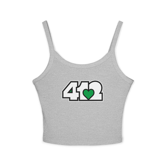 412 Women’s Camisole – Green Heart, White Logo
