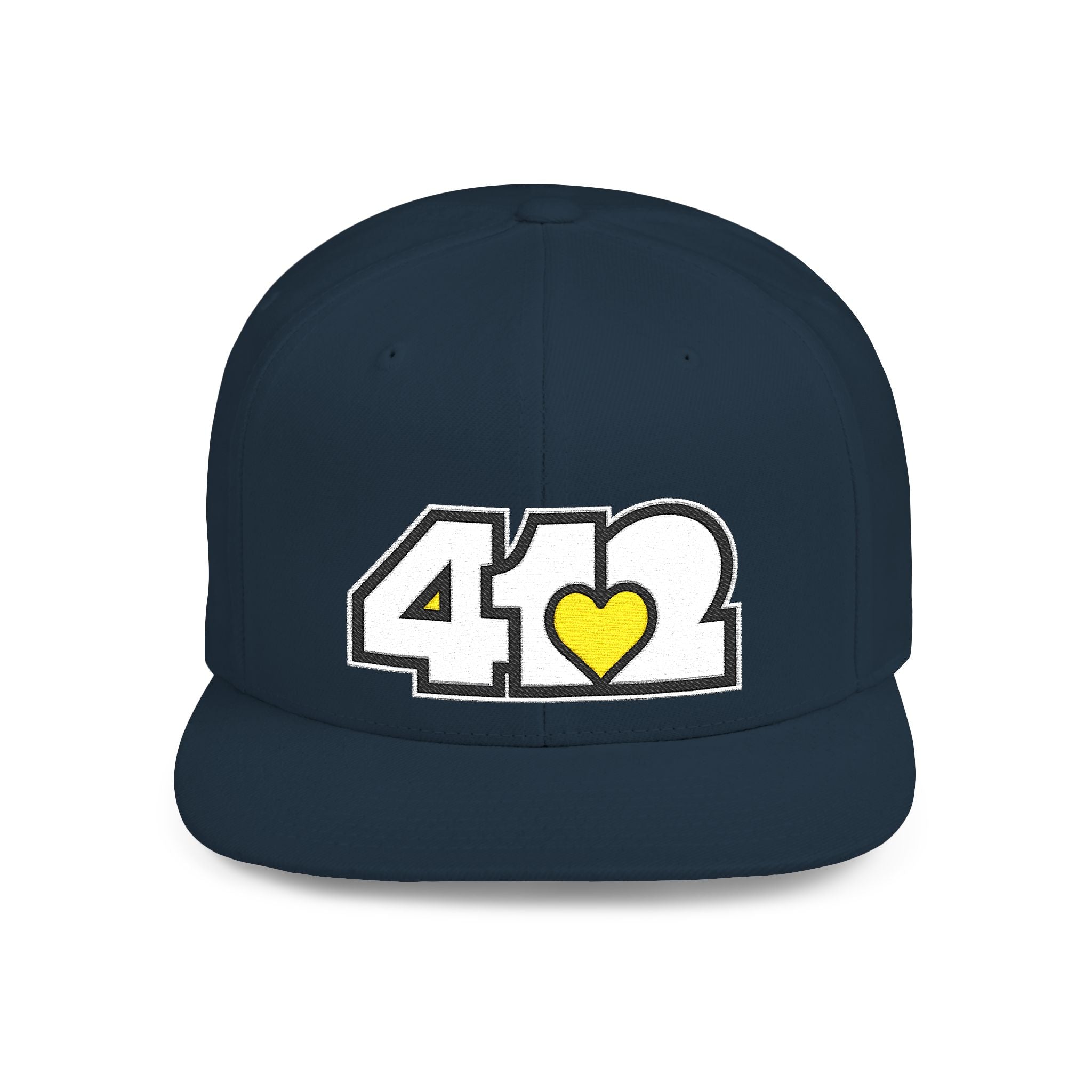 Pittsburgh 412 White & Yellow Embroidered Flat Bill Snapback Hat