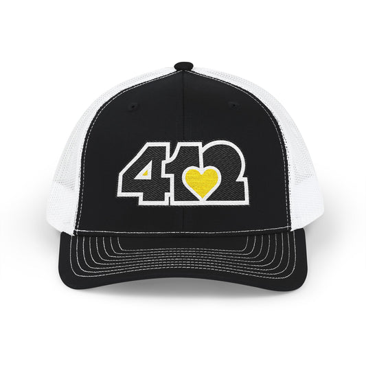 412 Snapback Crown – Embroidered Yellow Heart, Black Logo