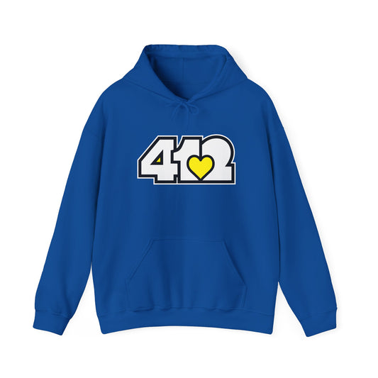 412 Classic Fit Adult Hoodie - Yellow Heart, White Logo