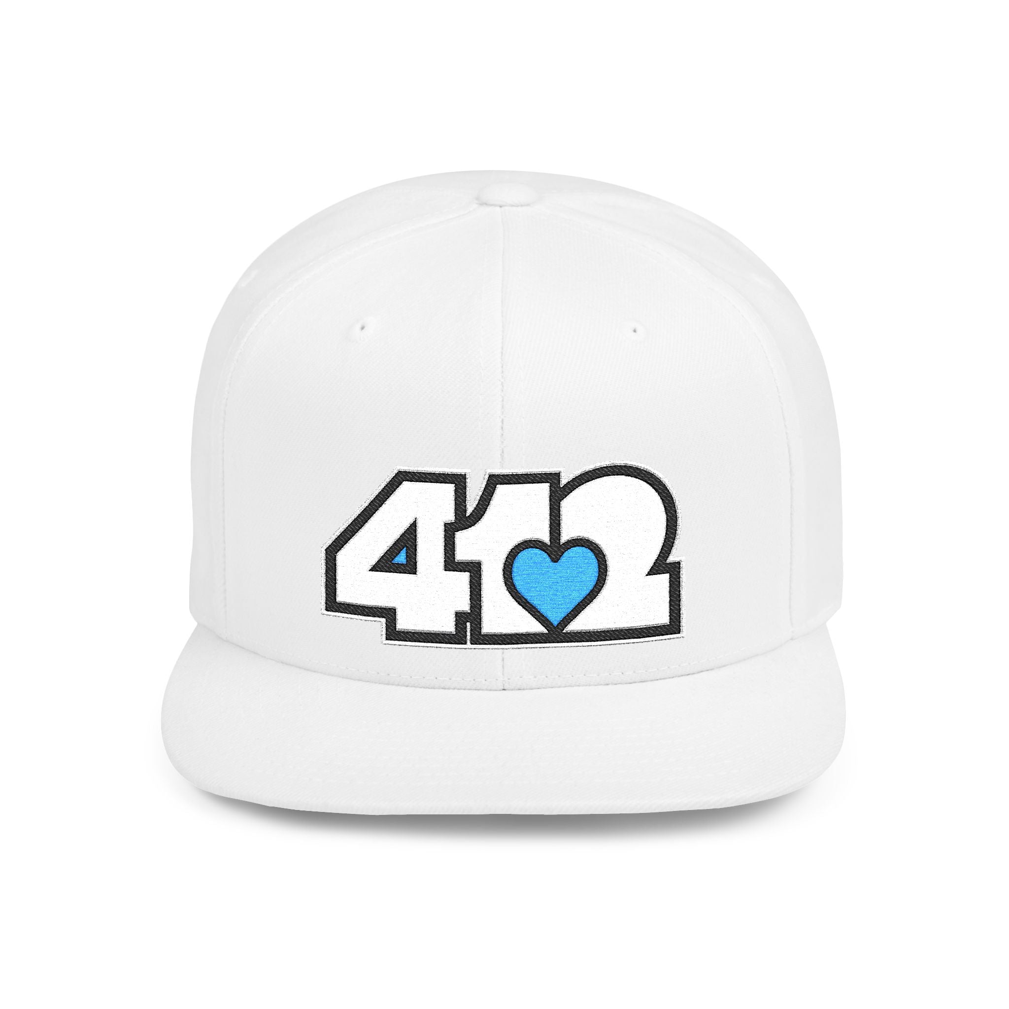 Pittsburgh 412 White & Blue Embroidered Flat Bill Snapback Hat