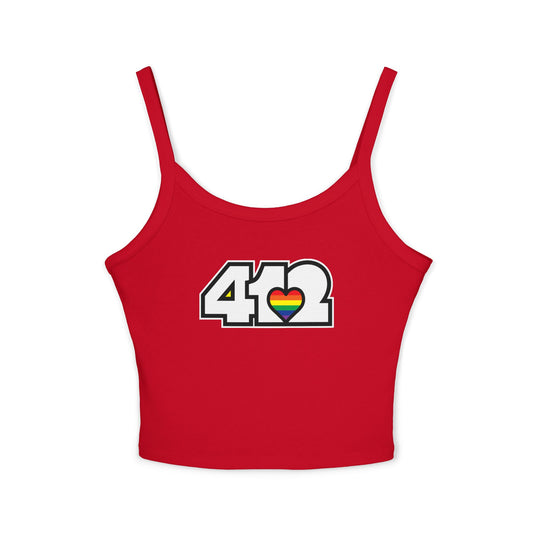 412 Women’s Camisole – Rainbow Heart, White Logo
