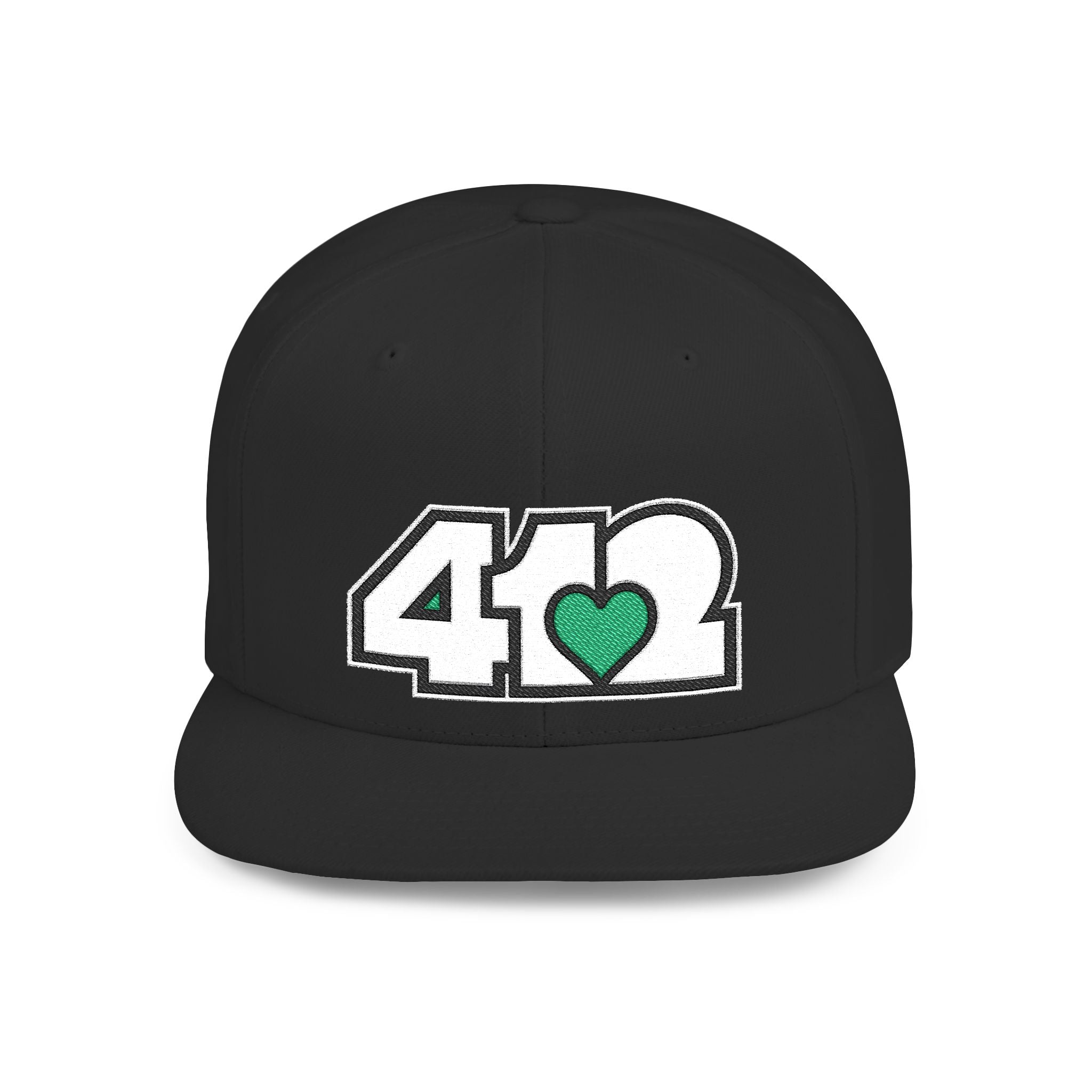 Pittsburgh 412 White & Green Embroidered Flat Bill Snapback Hat