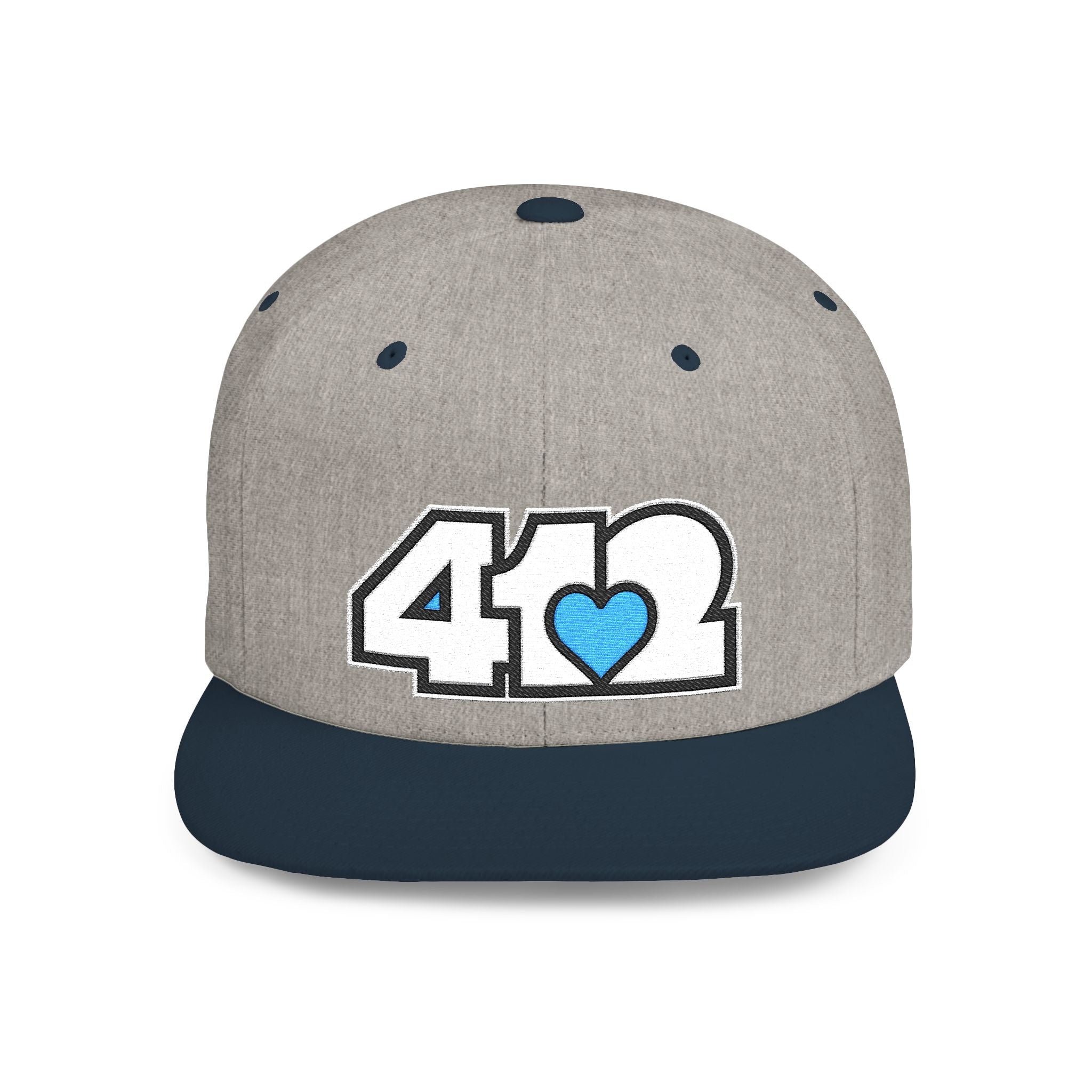 Pittsburgh 412 White & Blue Embroidered Flat Bill Snapback Hat
