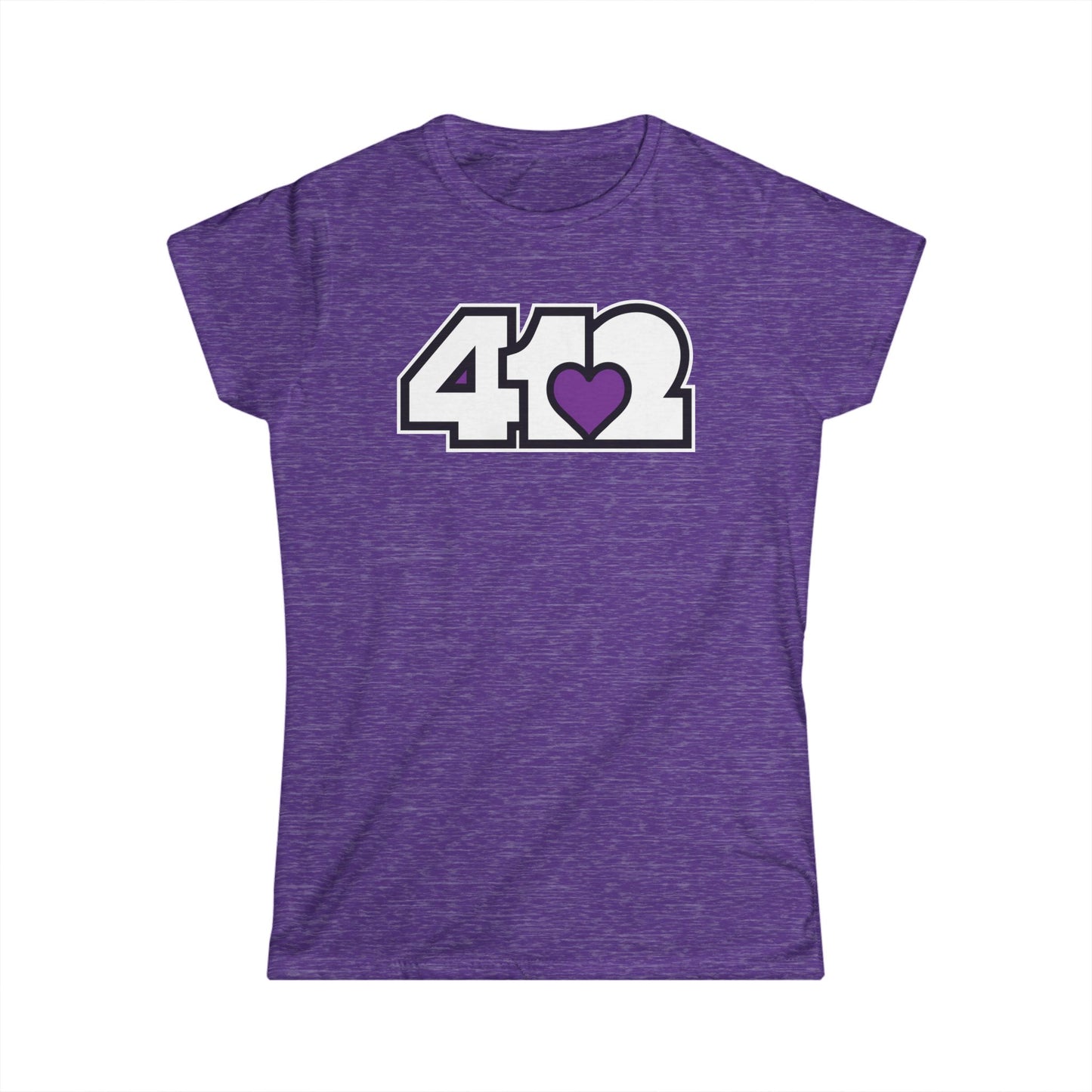 412 Women's Softstyle Tee - Purple Heart, White Logo