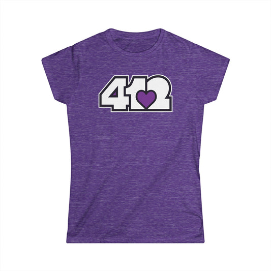 412 Women's Softstyle Tee - Purple Heart, White Logo