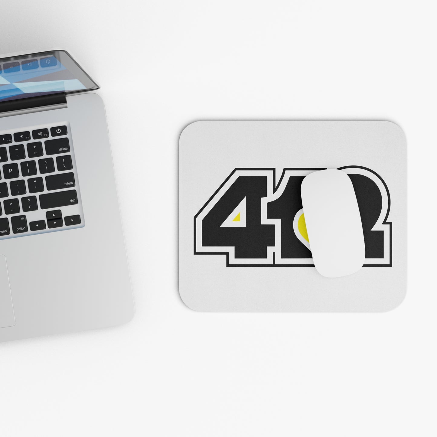 412 Mouse Pad - Yellow Heart, Black Logo