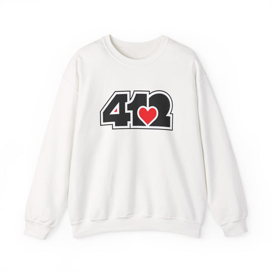 412 Crew Neck Sweatshirt  - Red Heart, Black Logo