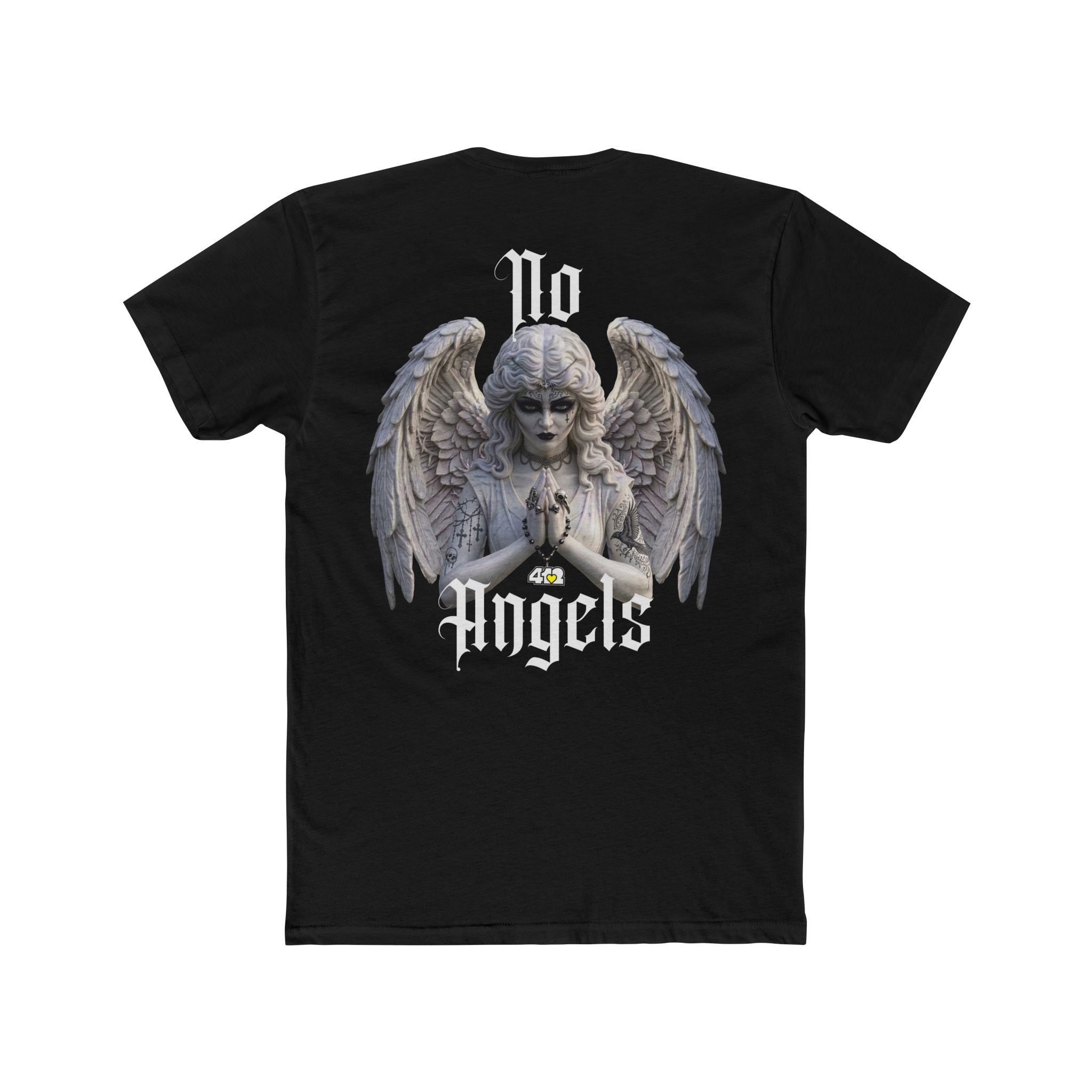 No Angels Tee: Black Gothic Angel Relic Streetwear