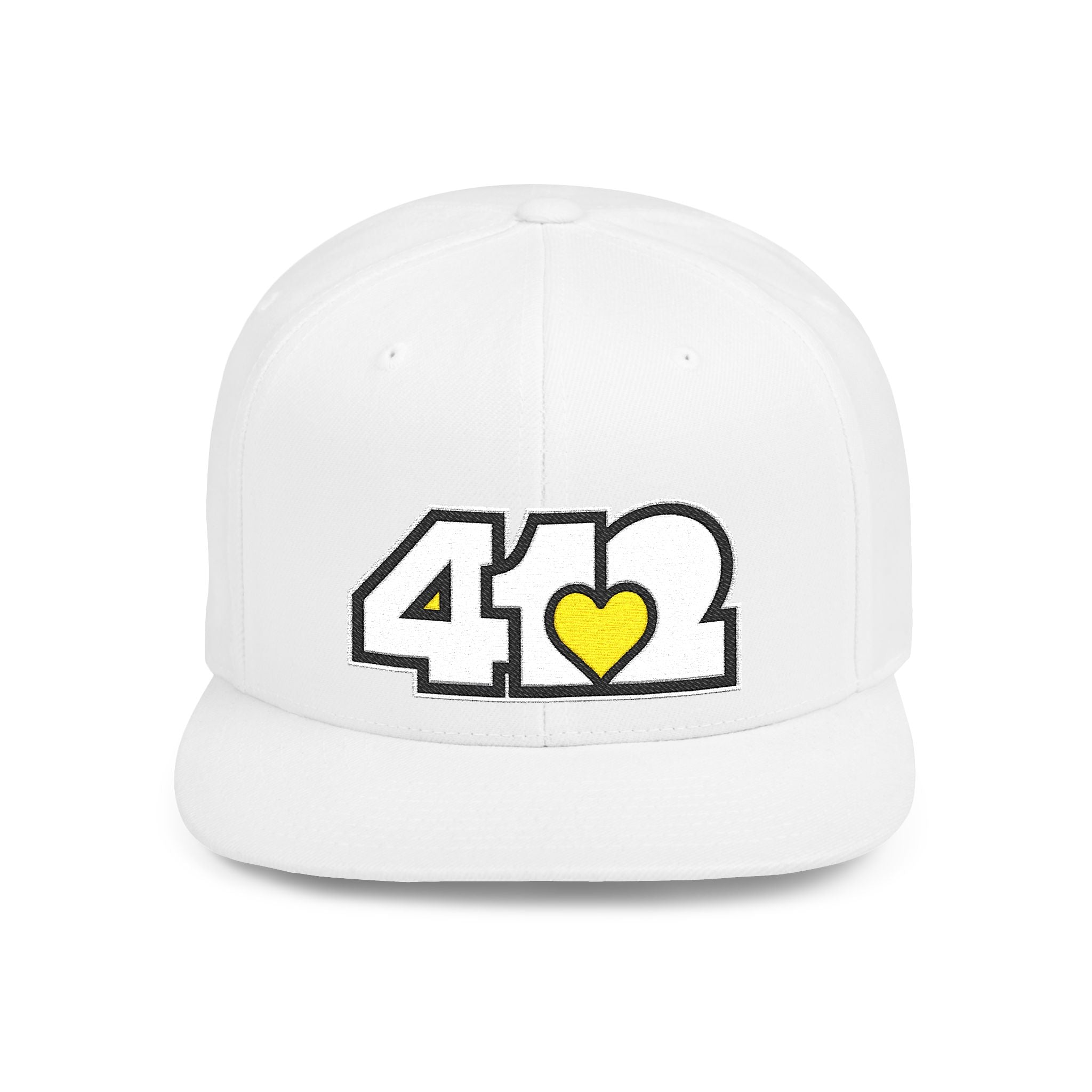 Pittsburgh 412 White & Yellow Embroidered Flat Bill Snapback Hat