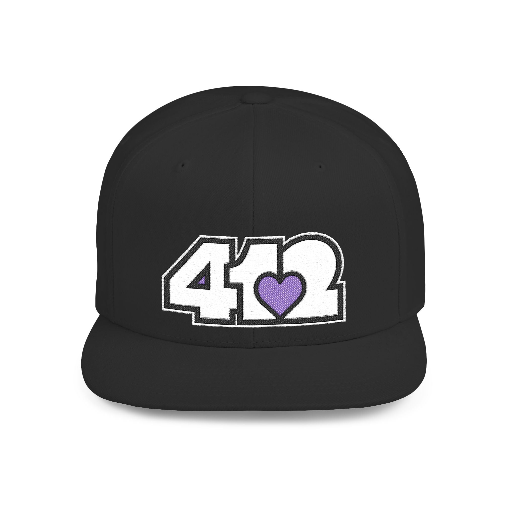 Pittsburgh 412 White & Purple Embroidered Flat Bill Snapback Hat