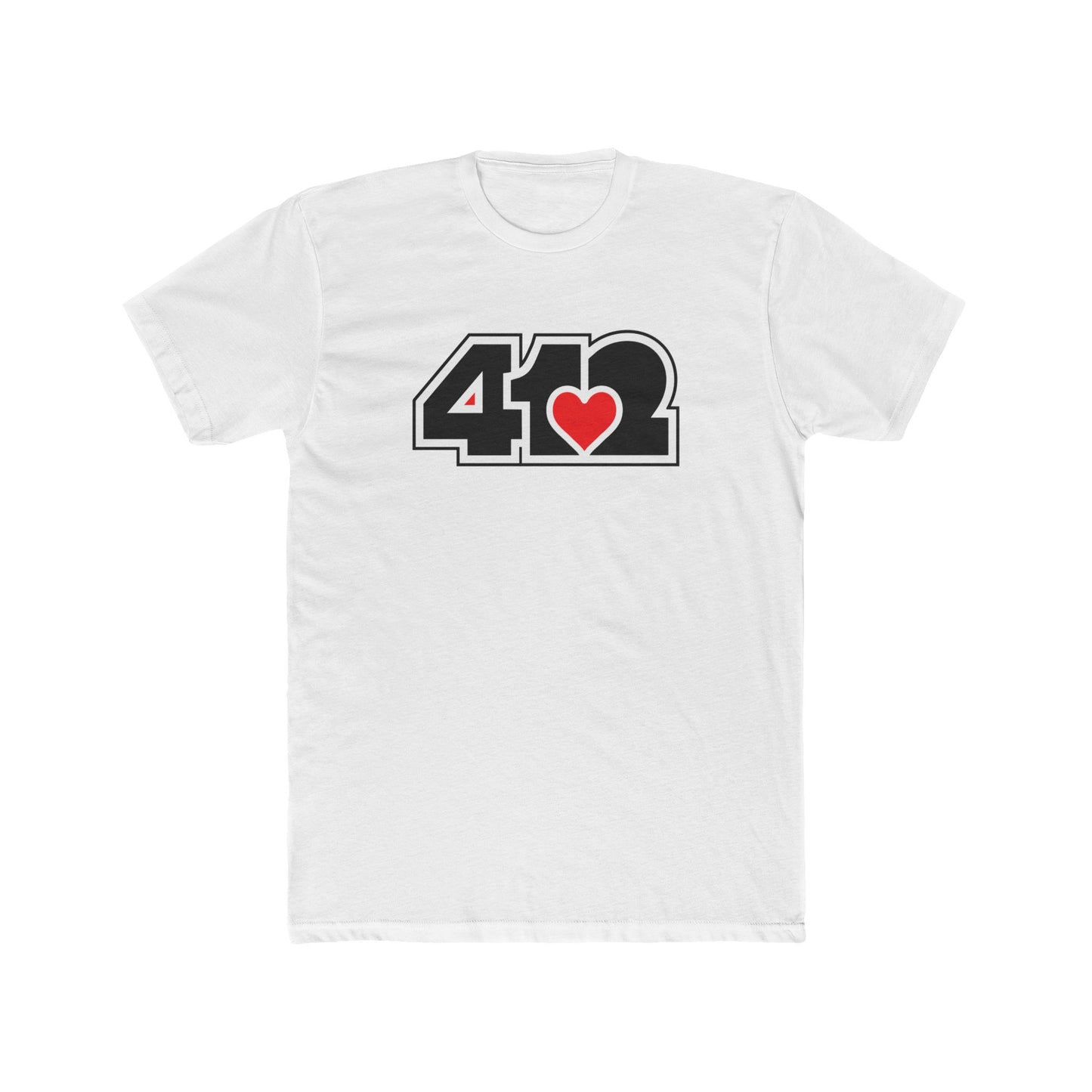 412 Contoured Fit Tee - Red Heart, Black Logo